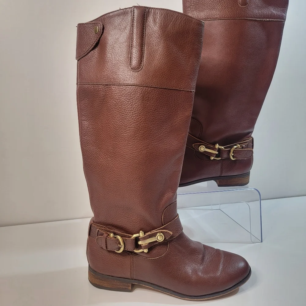 Dolce Vita Brown Pebbled Leather Riding Boots
